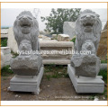 Outdoor granite animal of a big lion and a little lion statue